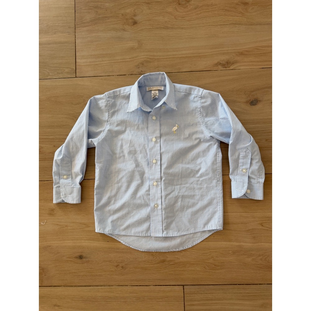 Beaufort Bonnet Company Boys Blue Gingham Stork Button Down Shirt 2T